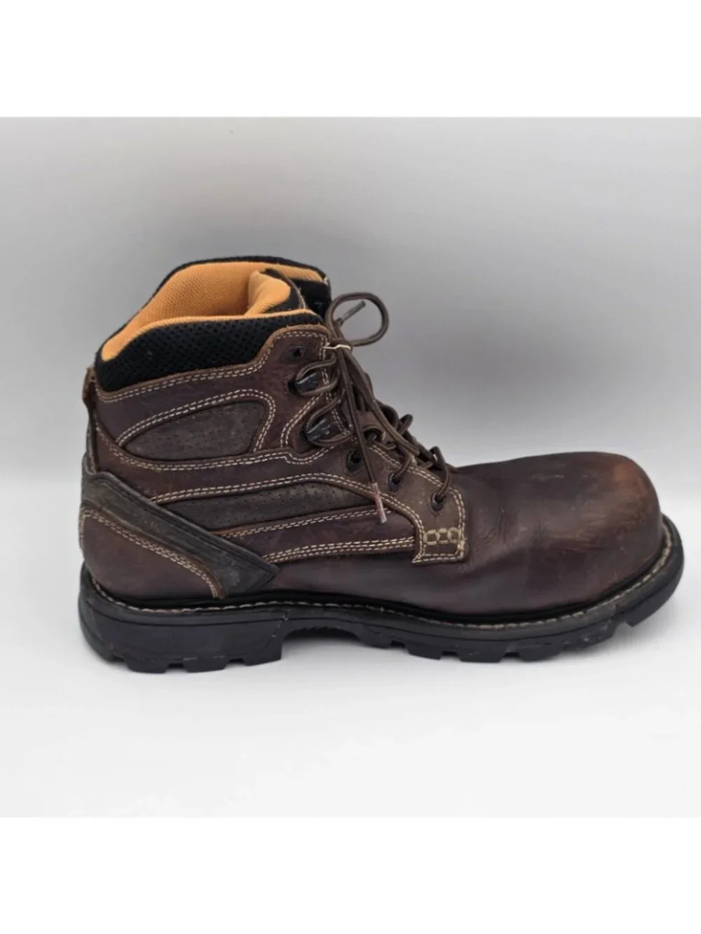 Thorogood VGS 300 GS Work Boots Mens 12 Brown Leather Safety Toe Slip Resistant